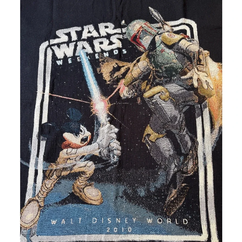 Disney Star Wars Weekends 2010 Throw Blanket Black Boba Fett Mickey SIZE OS